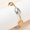 Two Tone Oval 304 Stainless Steel Link Bracelets for Women BJEW-A169-12GP-3
