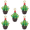 5Pcs Glass Seed Beaded Cactus Pendants PALLOY-SZ00064-1