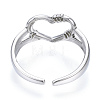 304 Stainless Steel Heart Open Cuff Ring RJEW-N040-23-3
