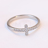 Cross Stainless Steel Micro Pave Clear Cubic Zirconia Finger Rings for Women FS-WG88B59-02-2