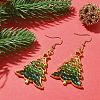 Glass Beaded Christmas Tree Dangle Earrings EJEW-JE05270-2