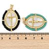 Rack Plating Brass Pave Shell Religion Jesus Cross Pendants KK-U032-01G-B-3