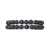 2Pcs 2 Style Natural Rosewood & Lava Rock Round Beaded Stretch Bracelets Set for Women BJEW-JB09381-03-1