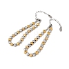 Duo Tone 304 Stainless Steel Micro Pave Clear Cubic Zirconia Beaded Bracelets SA-CBAB122-02A-4