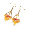 Glass Beads Braided Dangle Earrings EJEW-MZ00786-02-4