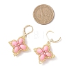 Clover Glass Seed & Synthetic Imperial Jasper Woven Leverback Earrings EJEW-MZ00658-01-4