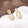 Brass Micro Pave Clear Cubic Zirconia Infinity Stud Earrings EJEW-F400-13G-3