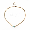 Synthetic Turquoise Pendant Necklace with 304 Stainless Steel Herringbone Chains NJEW-P269-06A-G-2