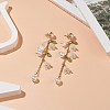 Flower ABS Plastic & Glass Pearl Dangle Stud Earrings EJEW-JE05217-2