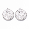 Brass Micro Pave Clear Cubic Zirconia Pendants KK-N232-174P-NF-1