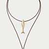 Ocean 304 Stainless Steel Fish Pendant Leather Cord Lariat Necklaces for Women WG28216-01-4