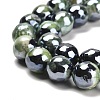 Electroplated Natural Fire Crackle Agate Round Beads Strands G-G0006-A02-04-4