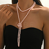 French Style 8MM Round Plastic Imitation Pearl Beaded Long Necklaces for Women EA7399-3-2
