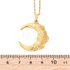 Moon with Flower 304 Stainless Steel Pendant Necklaces NJEW-H059-11G-5