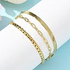 304 Stainless Steel Herringbone & Cable & Half Round Link Chain Bracelets LS-BJEW-U019-04G-03-3