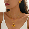 Brass Teardrop with Flower Pendant Necklace & Stud Earrings Sets for Women WB6446-4
