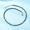 Brass and Faceted Round Natural Black Spinel Beaded Necklaces for Women NJEW-JN05657-01-2