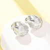Woven Oval Brass Stud Earrings EJEW-D351-06P-4