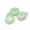 Flat Round Natural Green Aventurine Pendants G-Q370-09-2