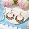 Butterfly & Ring Freshwater Shell & Glass Seed Beads Dangle Earrings EJEW-MZ00163-2