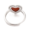 Heart Natural Red Jasper Adjustable Rings RJEW-Q817-05P-01-3