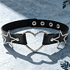 Punk Rock Style Alloy Star Heart Link Imitation Leather Chocker Necklaces NJEW-WH20004-20A-5