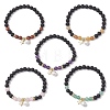 6mm Round Natural Lava Rock & Gemstone Beaded Stretch Bracelets BJEW-JB10846-1