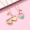 2Pcs 2 Styles Alloy Enamel Rainbow Flower Heart Photo Locket Pendant BFF Necklaces WG3E2EF-01-3