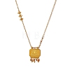 Boho 304 Stainless Steel Evil Eye Pendant Necklaces with Natural Map Stone Tassel for Women WGE9A35-01-6