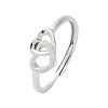 925 Sterling Silver Cuff Rings for Women RJEW-U046-04P-2