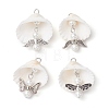 4Pcs 4 Styles Copper Wire Wrapped Shell Pendants PALLOY-JF02710-1