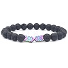 Natural Lava Rock & Electroplated Synthetic Non-magnetic Hematite Beads Stretch Bracelets GE0373-6-1