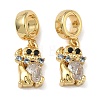 Brass Pave Clear Cubic Zirconia European Dangle Charms KK-L257-24G-02-1