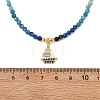 Gradient Color Brass Micro Pave Cubic Zirconia Sailboat Pendant Natural Apatite & Kyanite & Amazonite & Pearl Beaded Necklaces for Women NJEW-JN06242-4
