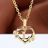 Brass Rose Flower Heart with Letter Pendant Cable Chain Necklaces FS-WG42461-12-1