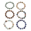 Electroplate Non-magnetic Synthetic Hematite & Natural Gemstone Heart Beads Stretch Bracelets for Women BJEW-JB13447-2
