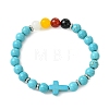 Synthetic Turquoise & Natural Carnelian & Obsidian & Dyed Malaysia Jade Beaded Stretch Bracelets for Women BJEW-JB14051-02-3