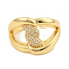 Brass Micro Pave Cubic Zirconia Cuff Rings for Women RJEW-S392-14G-2