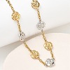 Two Tone 304 Stainless Steel Flower Link Chain Necklaces for Women NJEW-A074-06GP-3