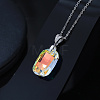 925 Sterling Silver Glass Pendant Necklaces NJEW-C048-01B-3