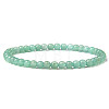4mm Round Natural Dyed Green Aventurine Beads Bracelet for Men X-KG3069-3-1
