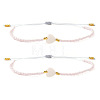 Adjustable Heart Natural Shell & Glass Seed Beaded Braided Bracelet Sets NT9181-2-3