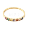 Colorful Cubic Zirconia Square Hinged Bangle BJEW-L681-004G-1