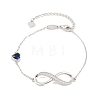 Infinity & Heart 925 Sterling Silver Pave Cubic Zirconia Link Bracelets FS-WGF63DC-03-1