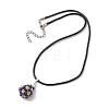 Glass Seed Beaded Teardrop Pendant Necklaces NJEW-MZ00069-02-4