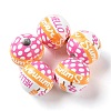 Summer Theme Printed Wood European Beads WOOD-M010-06F-1