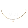Electroplate Glass Faceted Rondelle Beaded Alloy Pendant 304 Stainless Steel Curb Chain Necklaces for Women NJEW-JN05764-03-2