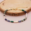 Natural & Synthetic Mixed Stone Heishi Beaded Bracelets with 304 Stainless Steel End Chains for Women YZ9262-4