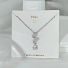 304 Stainless Steel Pave Pink and Clear Cubic Zirconia Pendant Necklaces FS-WGACF2A-03-1