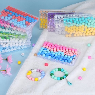 80Pcs 4 Style Round Silicone Focal Beads SIL-SZ0001-22D-1
